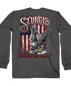 Hot Leathers Riding Gear 2022 Sturgis Motorcycle Rally SPB2040 Men's Carcoal Freedom Ride Long Sleeve