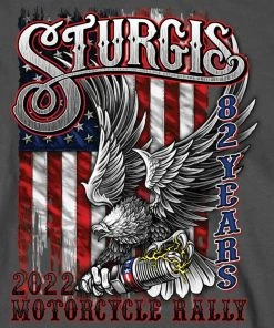 Hot Leathers Riding Gear 2022 Sturgis Motorcycle Rally SPB2040 Men's Carcoal Freedom Ride Long Sleeve