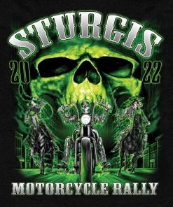 Hot Leathers 2022 Sturgis Motorcycle Rally #1 Design SPB4001 Men's Black Skull Riders Zip Up Hooded Sweatshirt