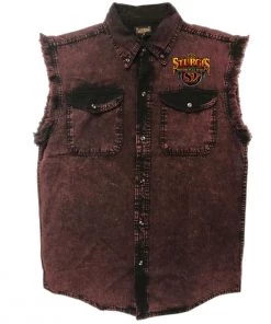 Hot Leathers 2022 Sturgis Motorcycle Rally SPB5038 Buffalo Crazy Men's Sleeveless Rust Dye Denim Shirt