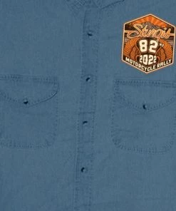 Hot Leathers 2022 Sturgis Motorcycle Rally SPB5042 Men's Blue 82nd Logo Sleeveless Denim Shirt Sleveless Denim Shirts