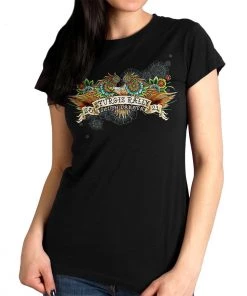 Hot Leathers Official 2021 Sturgis Ladies Black ‘Motorcycle Rally Tattoo Eagle’ Short Sleeve T-Shirt