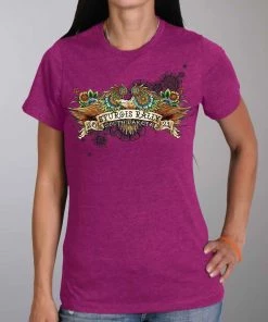 Hot Leathers Official 2021 Sturgis Motorcycle Rally SPL1740 Ladies Eggplant Tattoo Eagle T Shirt Riding Gear