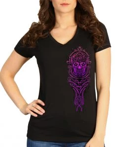Hot Leathers Official 2021 Sturgis Motorcycle Rally SPL1742 Ladies Black Sugar Skull T Shirt