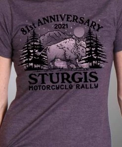 Hot Leathers Riding Gear Official 2021 Sturgis Motorcycle Rally SPL1747 Ladies Purple Camp T Shirt