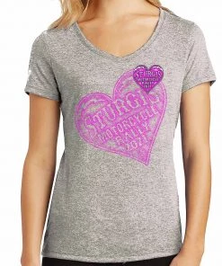 Hot Leathers Official 2021 Sturgis Motorcycle Rally SPL1753 Ladies Heather Slate Angel Wings T Shirt Riding Gear