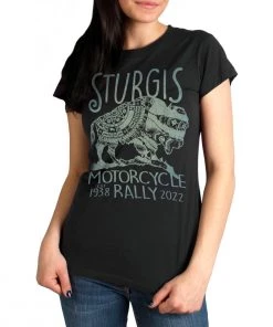 Hot Leathers 2022 Sturgis Motorcycle Rally SPL1789 Ladies Black Buffalo T Shirt