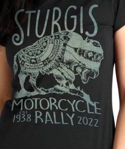 Hot Leathers 2022 Sturgis Motorcycle Rally SPL1789 Ladies Black Buffalo T Shirt
