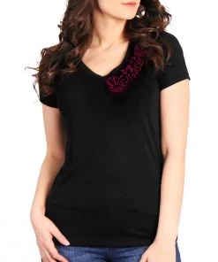 Hot Leathers 2022 Sturgis Motorcycle Rally SPL1790 Ladies Black Henna Flower T Shirt Riding Gear