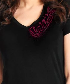 Hot Leathers 2022 Sturgis Motorcycle Rally SPL1790 Ladies Black Henna Flower T Shirt Riding Gear