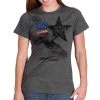 Hot Leathers 2022 Sturgis Motorcycle Rally SPL1791 Ladies Heather Charcoal Pencil Eagle Patriotic T Shirt