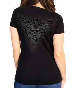 Hot Leathers 2022 Sturgis Motorcycle Rally SPL1795 Ladies Black Tribal Ride T Shirt Riding Gear