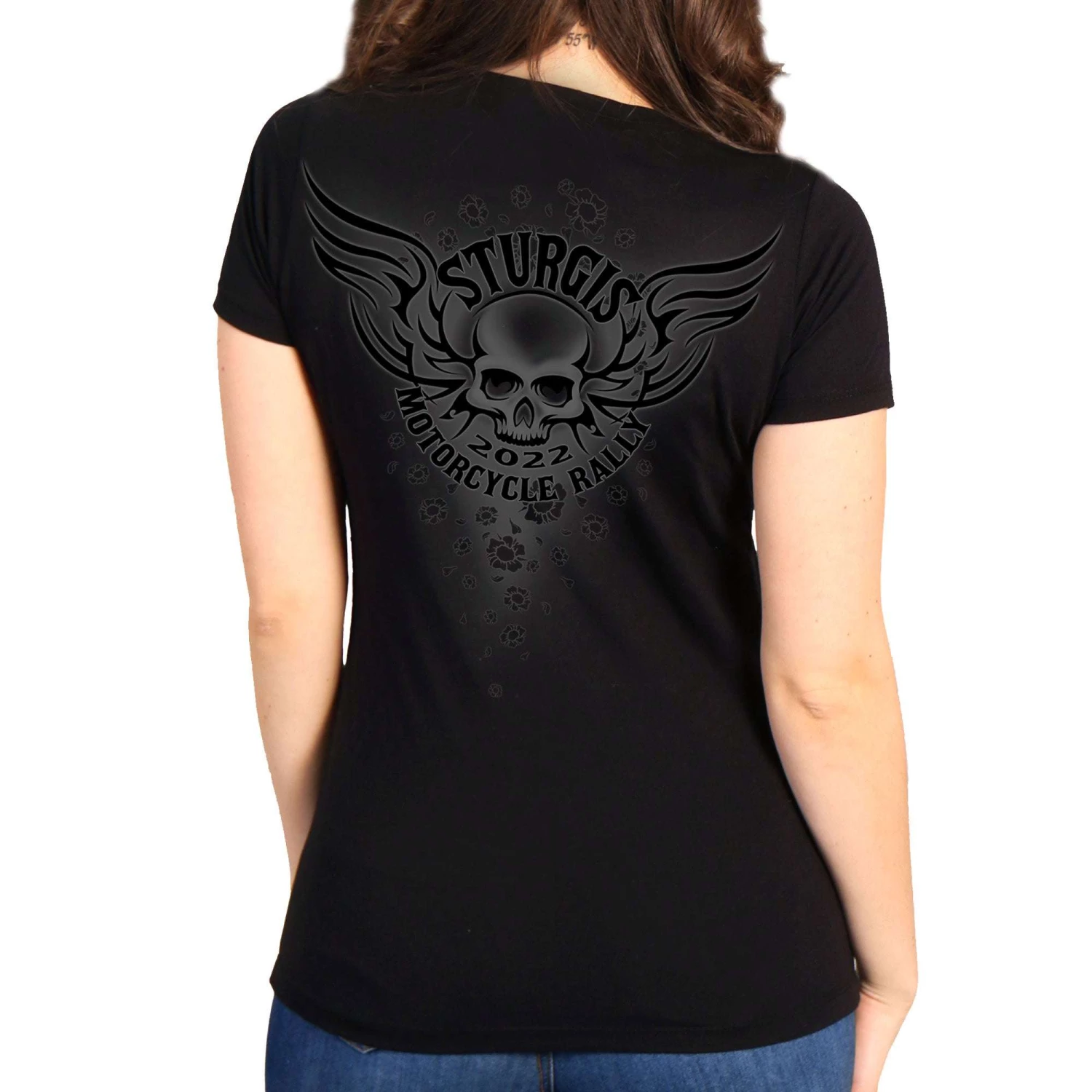 Hot Leathers 2022 Sturgis Motorcycle Rally SPL1795 Ladies Black Tribal Ride T Shirt Riding Gear