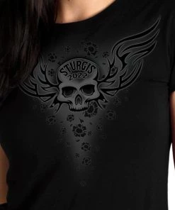 Hot Leathers 2022 Sturgis Motorcycle Rally SPL1795 Ladies Black Tribal Ride T Shirt Riding Gear