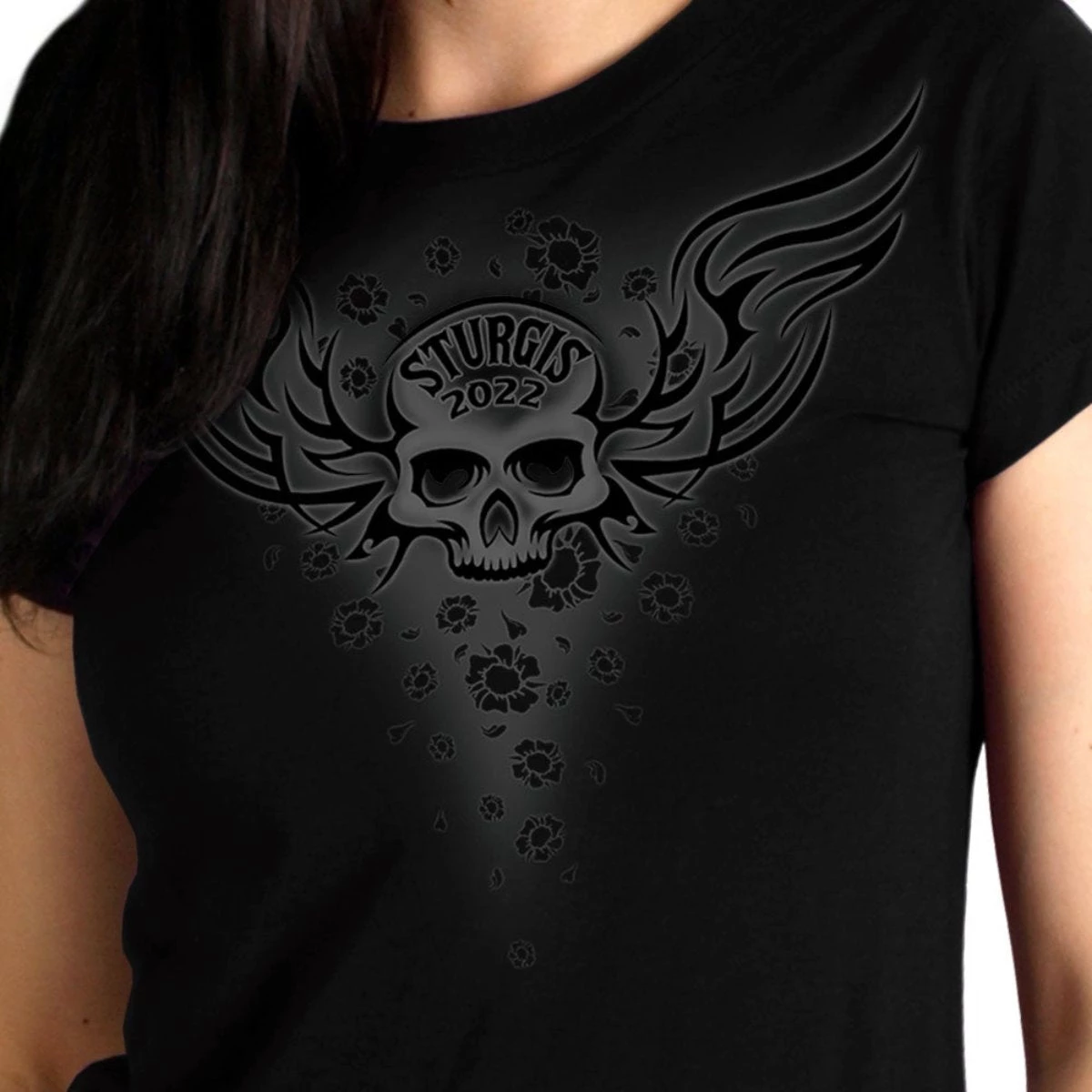 Hot Leathers 2022 Sturgis Motorcycle Rally SPL1795 Ladies Black Tribal Ride T Shirt Riding Gear