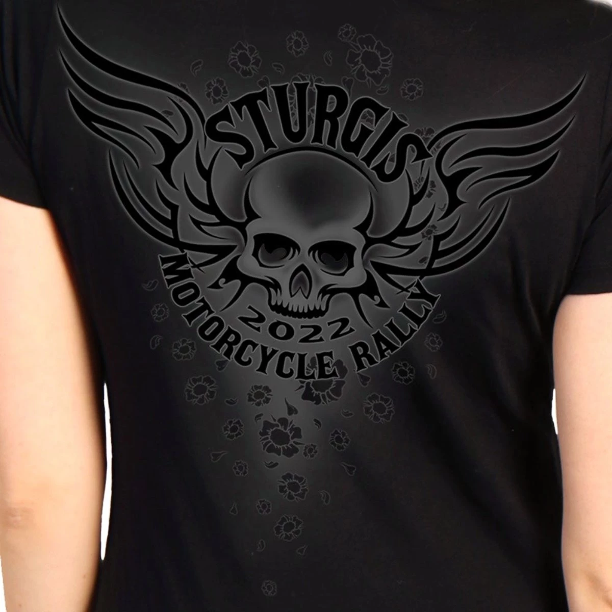 Hot Leathers 2022 Sturgis Motorcycle Rally SPL1795 Ladies Black Tribal Ride T Shirt Riding Gear