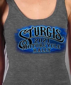 Hot Leathers Official 2021 Sturgis Motorcycle Rally SPL2734 Ladies Heather Dark Grey #1 Design American Spirit Tank Top Riding Gear