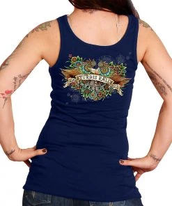 Hot Leathers Official 2021 Sturgis Motorcycle Rally SPL2739 Ladies Navy Blue Tattoo Eagle Tank Top Riding Gear