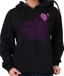 Hot Leathers Official 2021 Sturgis Motorcycle Rally SPL4752 Ladies Black Heart Angel Wings Hoodie Motorcycle Jackets