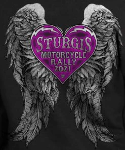 Hot Leathers Official 2021 Sturgis Motorcycle Rally SPL4752 Ladies Black Heart Angel Wings Hoodie Motorcycle Jackets