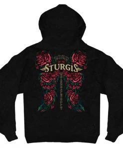 Hot Leathers 2022 Sturgis Motorcycle Rally SPL4793 Ladies Rose Wings Zip Up Sweatshirt