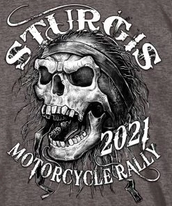 Riding Gear Hot Leathers SPM1004 Sturgis Motorcycle Rally Heathered Brown Five Skulls T-Shirt