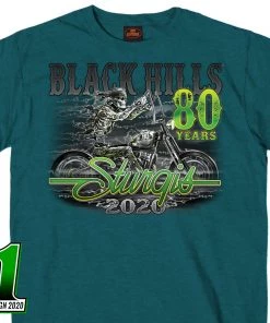 Hot Leathers Official Sturgis SPM1871 Men’s Motorcycle Rally #1 Design Skeleton Rider Midnight Blue T-Shirt