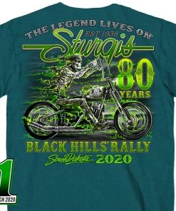 Hot Leathers Official Sturgis SPM1871 Men’s Motorcycle Rally #1 Design Skeleton Rider Midnight Blue T-Shirt