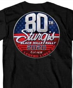 Hot Leathers Official 2020 Sturgis Motorcycle Rally 80th Anniversary Logo T-Shirt SPM1878 Riding Gear