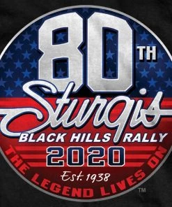 Hot Leathers Official 2020 Sturgis Motorcycle Rally 80th Anniversary Logo T-Shirt SPM1878 Riding Gear