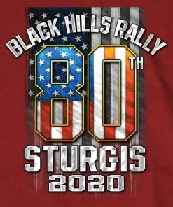 Hot Leathers Official 2020 Sturgis Motorcycle Rally 80th Anniversary Flag Cardinal Red T-Shirt SPM1895