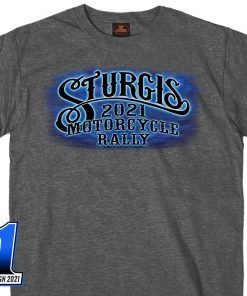 Hot Leathers Official 2021 Sturgis SPM1942 Men's Motorcycle Rally #1 Design American Spirit Heather Charcoal T-shirt Riding Gear