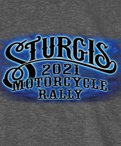Hot Leathers Official 2021 Sturgis SPM1942 Men's Motorcycle Rally #1 Design American Spirit Heather Charcoal T-shirt Riding Gear