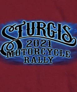Hot Leathers Official 2021 Sturgis Motorcycle Rally SPM1943 Men’s Maroon #1 Design American Spirit T Shirt Riding Gear
