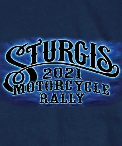 Hot Leathers Riding Gear Official 2021 Sturgis Motorcycle Rally SPM1944 Men’s Navy #1 Design American Spirit T Shirt