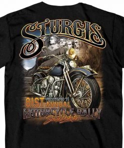 Hot Leathers Official 2021 Sturgis Motorcycle Rally SPM1945 Men’s Black Rushmore T Shirt