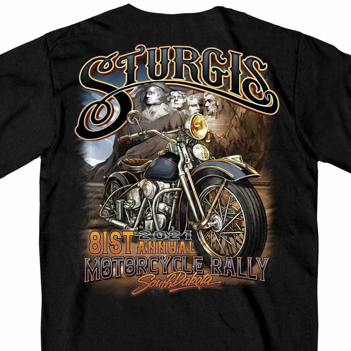 Hot Leathers Official 2021 Sturgis Motorcycle Rally SPM1945 Men’s Black Rushmore T Shirt