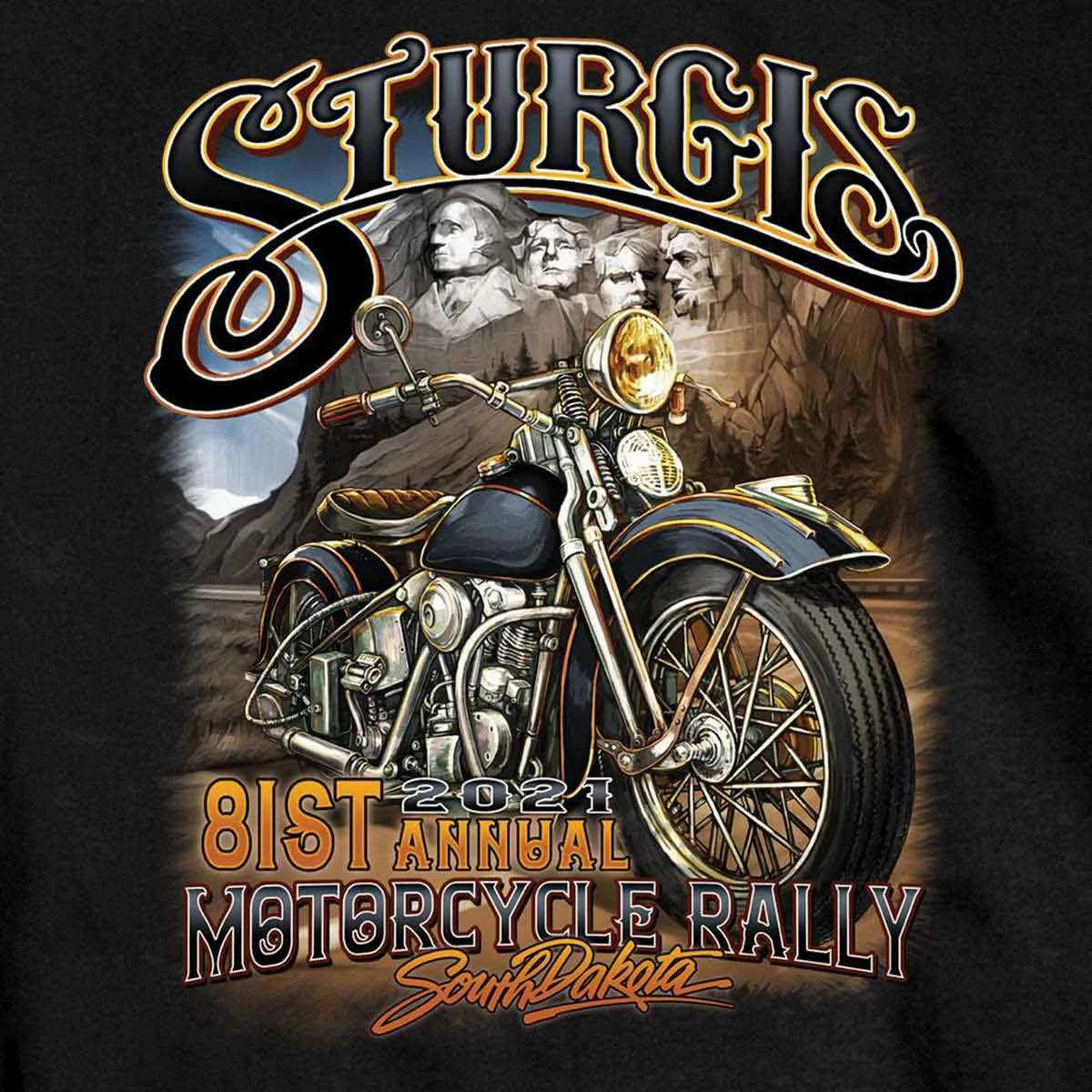 Hot Leathers Official 2021 Sturgis Motorcycle Rally SPM1945 Men’s Black Rushmore T Shirt