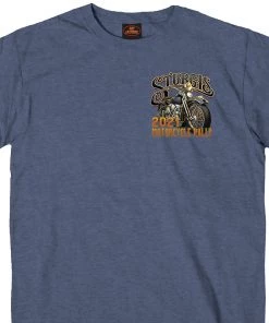 Hot Leathers Official 2021 Sturgis SPM1946 Men’s Rushmore Heather Navy Short Sleeve T-Shirt Riding Gear