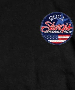 Hot Leathers Riding Gear Official 2021 Sturgis Motorcycle Rally SPM1949 Men’s Black Main Street Photo T Shirt