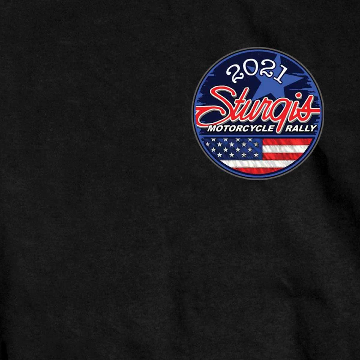 Hot Leathers Riding Gear Official 2021 Sturgis Motorcycle Rally SPM1949 Men’s Black Main Street Photo T Shirt