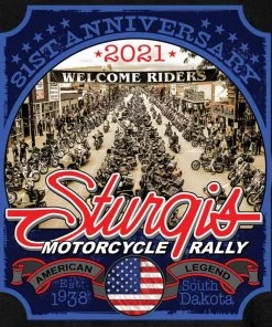 Hot Leathers Riding Gear Official 2021 Sturgis Motorcycle Rally SPM1949 Men’s Black Main Street Photo T Shirt