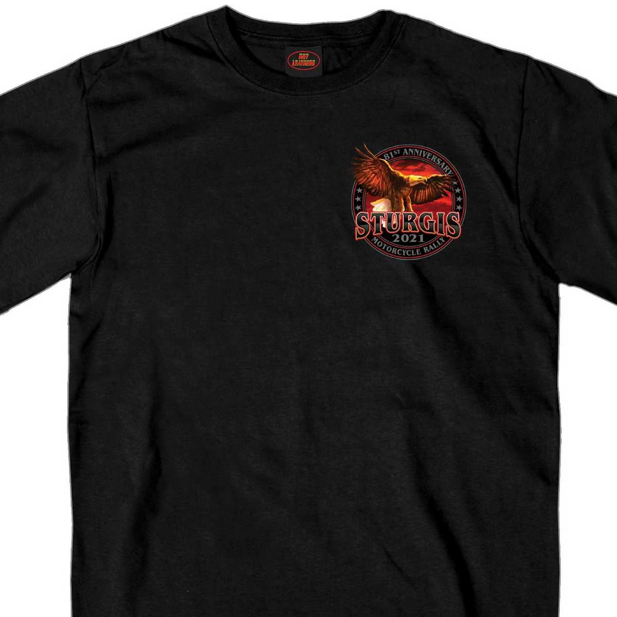 Hot Leathers Riding Gear Official 2021 Sturgis Motorcycle Rally SPM1953 Men’s Black Flag Bike T Shirt