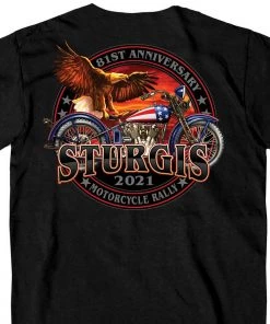Hot Leathers Riding Gear Official 2021 Sturgis Motorcycle Rally SPM1953 Men’s Black Flag Bike T Shirt