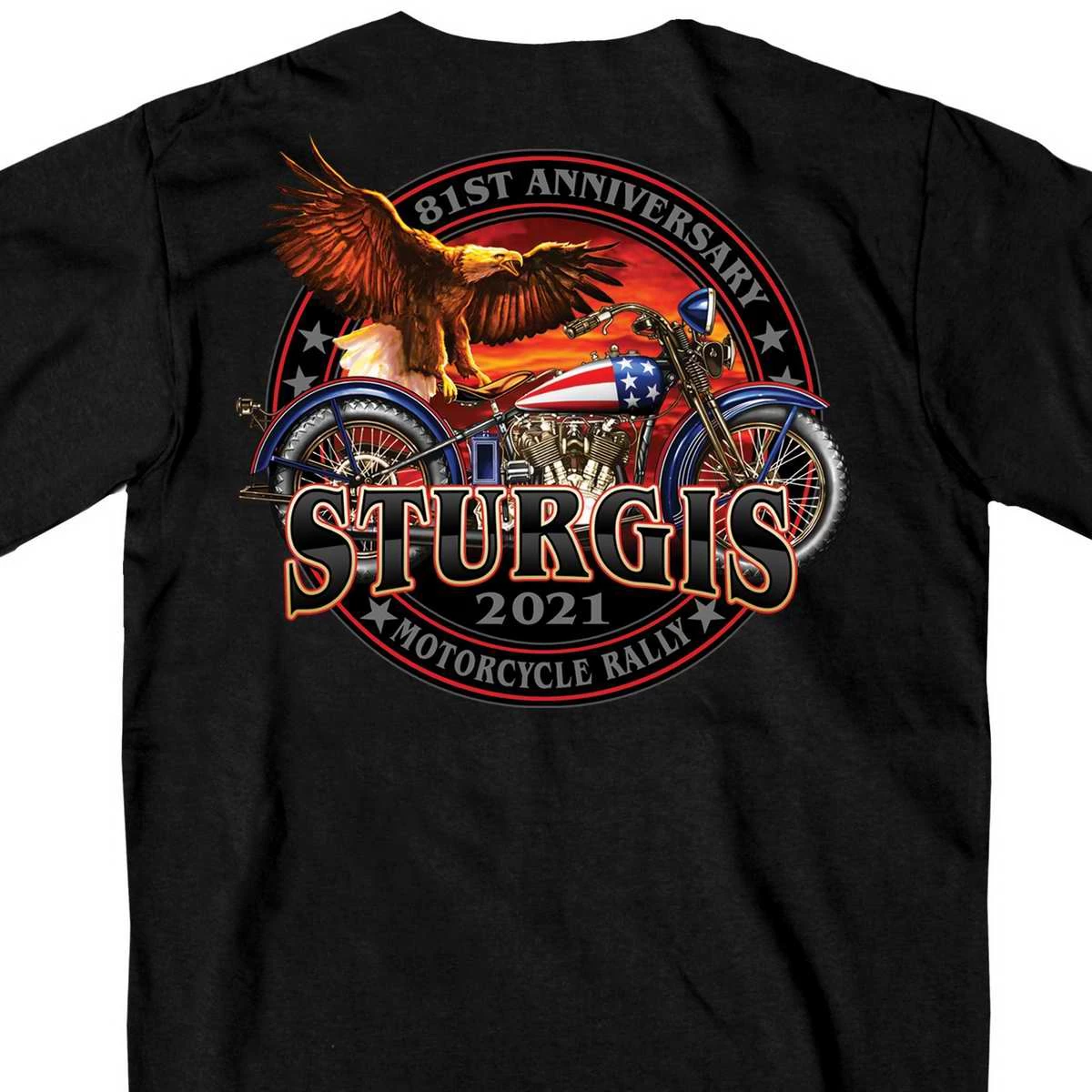 Hot Leathers Riding Gear Official 2021 Sturgis Motorcycle Rally SPM1953 Men’s Black Flag Bike T Shirt