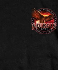 Hot Leathers Riding Gear Official 2021 Sturgis Motorcycle Rally SPM1953 Men’s Black Flag Bike T Shirt