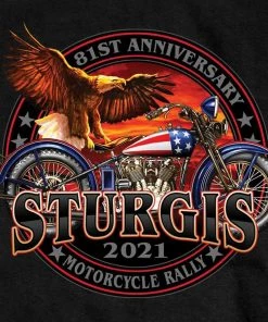 Hot Leathers Riding Gear Official 2021 Sturgis Motorcycle Rally SPM1953 Men’s Black Flag Bike T Shirt
