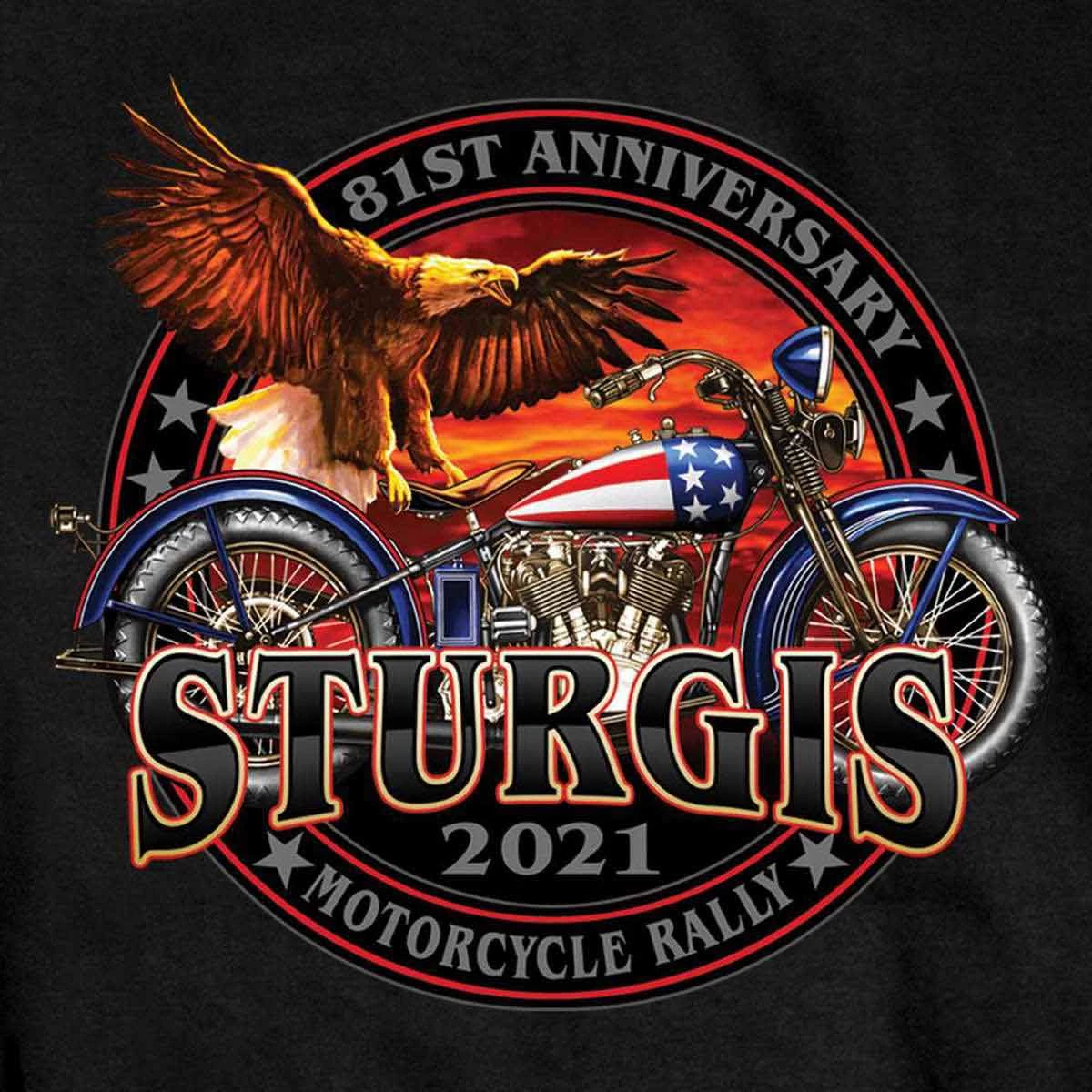 Hot Leathers Riding Gear Official 2021 Sturgis Motorcycle Rally SPM1953 Men’s Black Flag Bike T Shirt