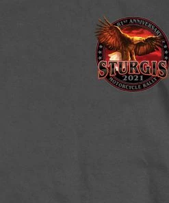 Hot Leathers Riding Gear Official 2021 Sturgis Motorcycle Rally SPM1954 Men’s Charcoal Flag Bike T Shirt