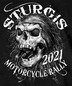 Hot Leathers Official 2021 Sturgis Motorcycle Rally SPM1961 Men’s Black Five Skulls T Shirt Riding Gear
